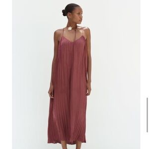 Zara wrinkle effect midi slip dress. NWT